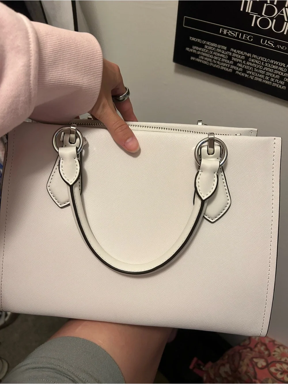Michael Kors White Saffiano Leather Top-Handle Satchel with Silver Hardware NWOT
